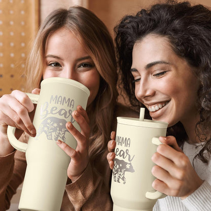 Floral Tumbler with Handle 40oz, Stainless Steel Insulated Tumblers Coffee Travel Mug Cup with Straw, Flower Coffee Cup Gifts for Women Girls, Gift for Her on Christmas Birthday Mothers Day