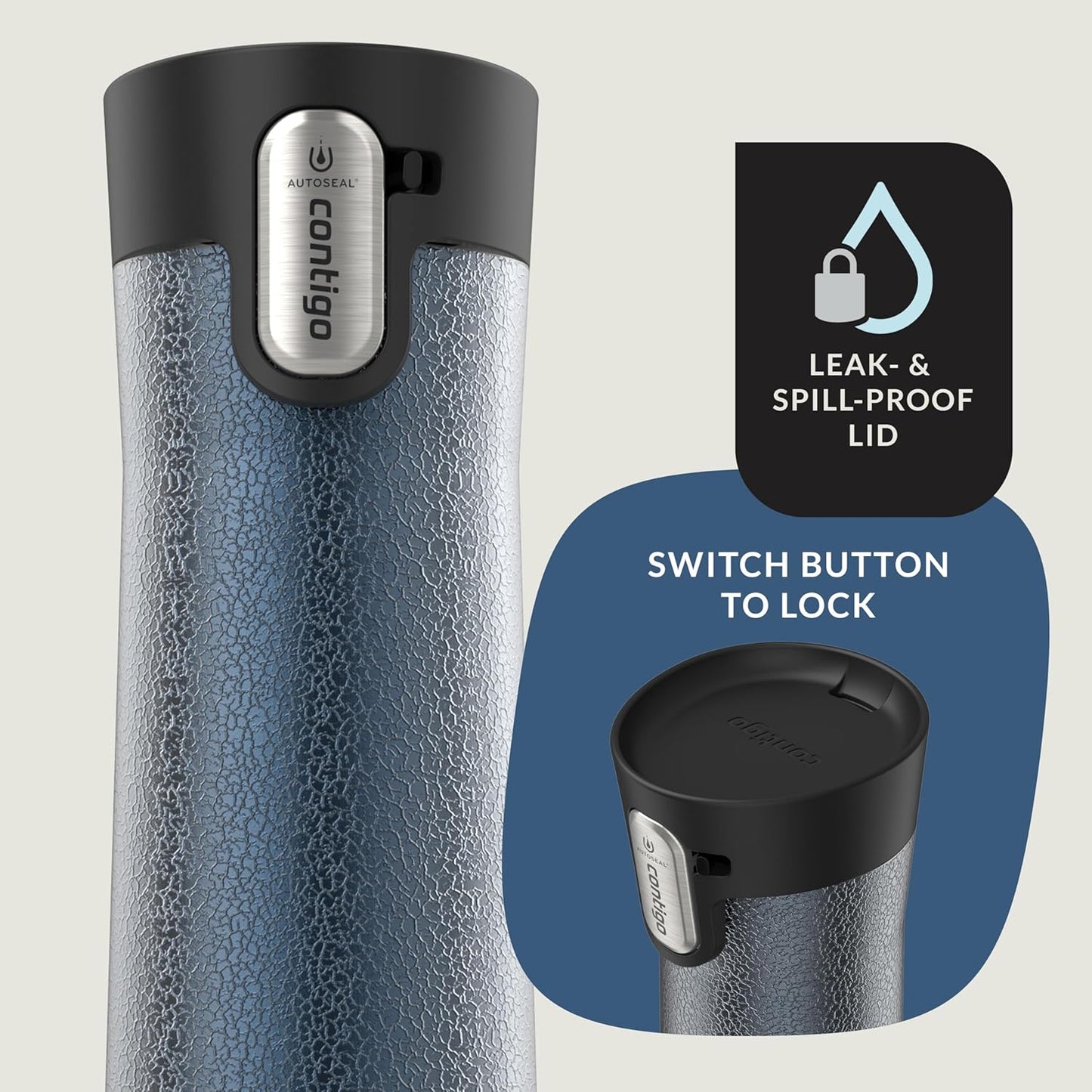 Contigo AUTOSEAL West Loop Vacuum-Insulated Stainless Steel Travel Mug with Easy-Clean Lid 12 oz Blueberry