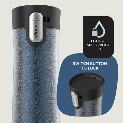 Contigo AUTOSEAL West Loop Vacuum-Insulated Stainless Steel Travel Mug with Easy-Clean Lid 12 oz Blueberry