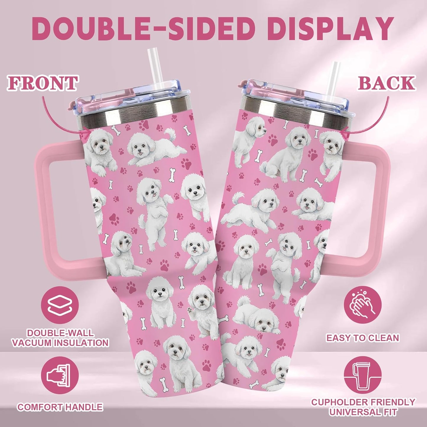 Beagle Gifts for Women Men, 40oz Stainless Steel Insulated Tumbler Travel Cup Mug, Funny and Unique Beagle Gifts for Dog Lover - Colors A