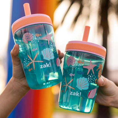 Zak Designs 15oz Bluey Kelso Tumbler Set, Leak-Proof Screw-On Lid with Straw Made of Durable Plastic and Silicone, Perfect Bundle for Kids, 2 Count (Pack of 1) - Colors B
