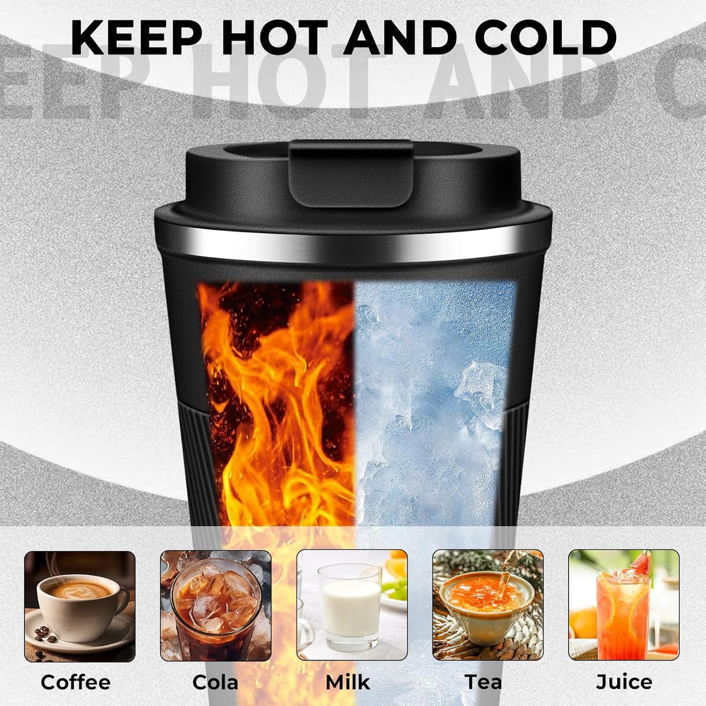 Insulated Coffee Tumbler 12 oz, Stainless Steel Coffee Mug with Lids, Travel Coffee Mug Leak Proof, Double Wall Vacuum Insulated Reusable Coffee Cup, Keep Drinks Hot and Cold (Sky Blue, 12 Ounces)