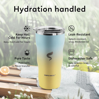 20Oz Insulated Tumbler With Straw And Lid, Stainless Steel Coffee Cup, Double Wall Vacuum Travel Mug,Spill proof Iced Coffee Tumbler, Beach tumbler, Green Red Tumbler