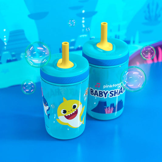 Zak Designs 15oz Bluey Kelso Tumbler Set, Leak-Proof Screw-On Lid with Straw Made of Durable Plastic and Silicone, Perfect Bundle for Kids, 2 Count (Pack of 1) - Colors A