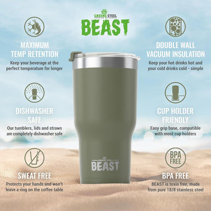 Beast 10 oz Tumbler Stainless Steel Vacuum Insulated Coffee Ice Cup Double Wall Travel Flask (Arctic White)