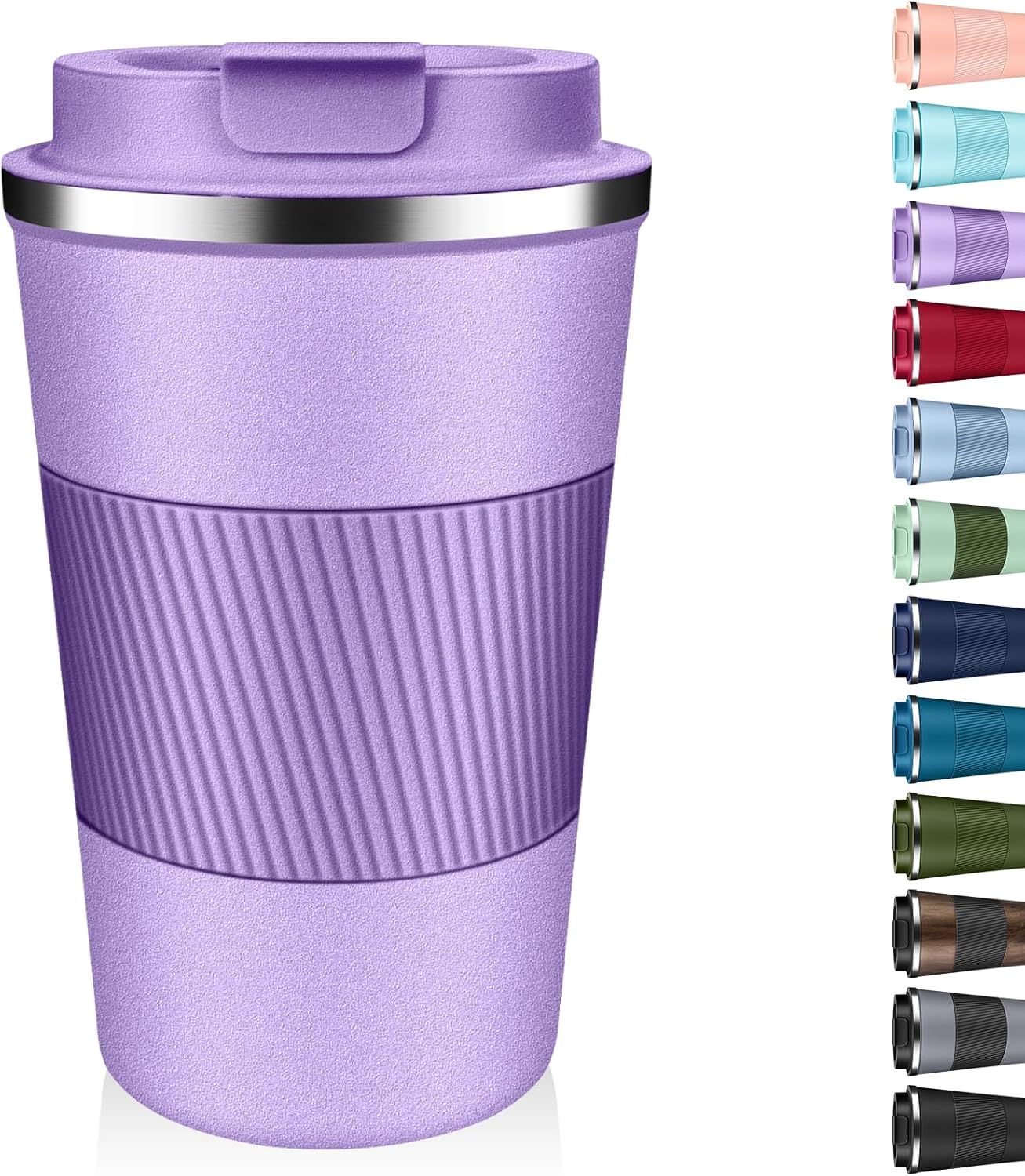 Insulated Coffee Tumbler 12 oz, Stainless Steel Coffee Mug with Lids, Travel Coffee Mug Leak Proof, Double Wall Vacuum Insulated Reusable Coffee Cup, Keep Drinks Hot and Cold (Sky Blue, 12 Ounces)