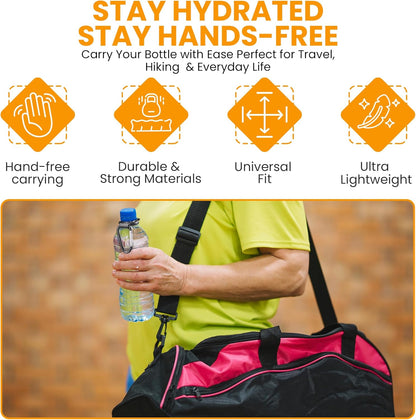 Iconikal 2-Pack Water Bottle Holder, Rubber Grip, Aluminum Carabiner, Travel Accessory