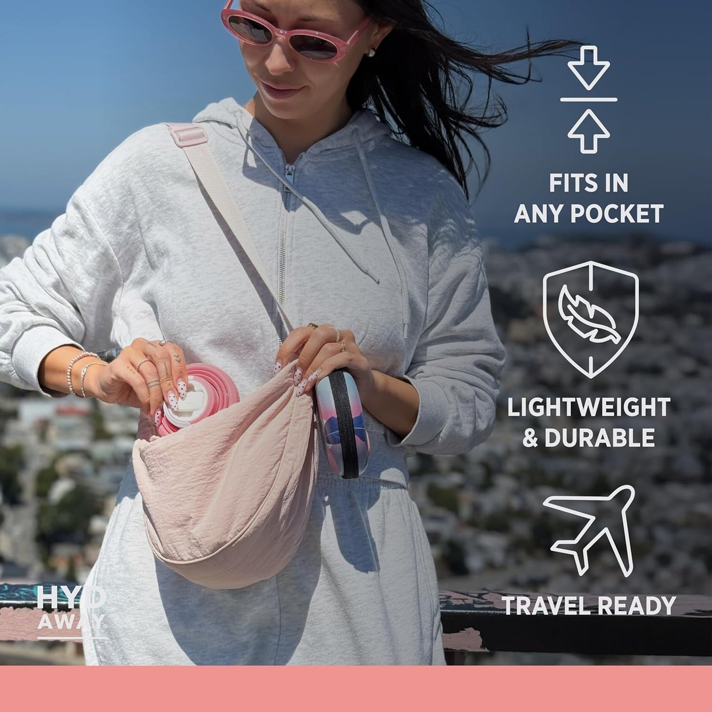 HYDAWAY 17oz Travel Collapsible Water Bottle - BPA-Free, Leakproof, Lightweight, Space-Saving