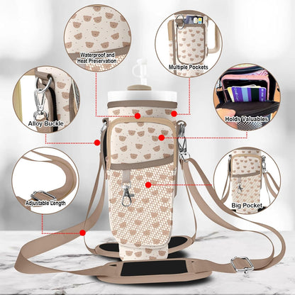 Stanley Carrier Bag for Stanley 40oz/30ozTumbler with Phone with 2 Adjustable Strap,3 Pockets Bottle Stanley Cup Carrier Bag & Case,Accessories for Hiking Travelling