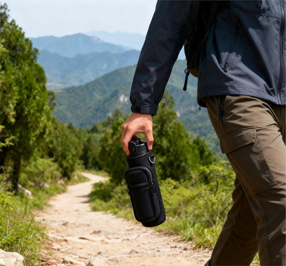 Water Bottle Holder with Strap, Insulated Crossbody Sling Bag, Carrier with Phone Pocket for Walking Hiking Camping Fishing