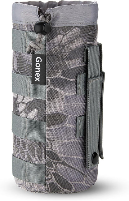 Gonex Tactical MOLLE Water Bottle Pouch, Drawstring Open Top & Mesh Bottom Travel Water Bottle Bag Hydration Carrier