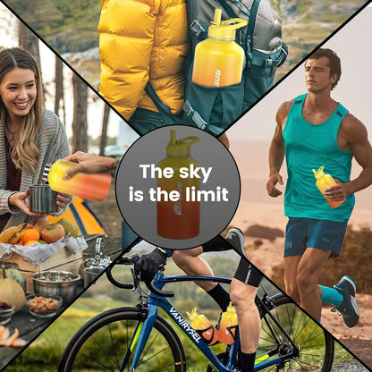 Insulated Water Bottle 32 oz, Triple Wall Vacuum Stainless Steel(Cold for 48 Hrs),Leak Proof & BPA-Free,Simple Modern Water Bottle with Drink-Through Lid & Flip Straw for Sports & Travel, Indigo-Black