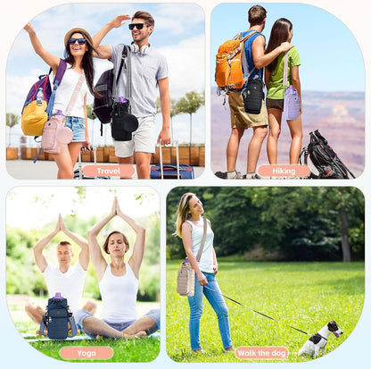Water Bottle Carrier Bag with Strap, Sling Bag for Walking, Hiking, Cycling, Black, 40 Ounces