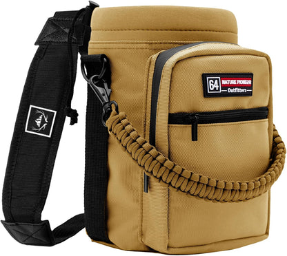 NATURE PIONEOR Water Bottle Holder with Adjustable Strap - Half/One Gallon (64/128oz) Insulated Water Bottle Sling Carrier with Phone Pocket & Paracord Handle, Outdoor Camping, Hiking, Gym