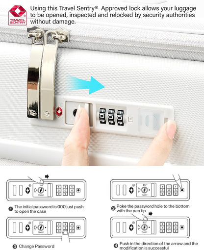 Hanke 20 Inch Expandable Carry On Luggage with Cup Holder 22x14x9 Airline Approved, Top Opening Hard Shell Suitcases with Wheels, Carry-On Travel Suitcase Trunk Luggage with Lock, Smoke White