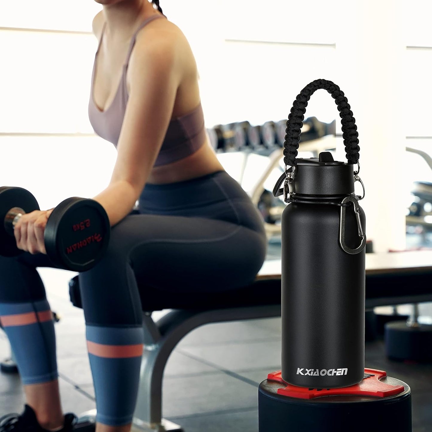 KXIAOCHEN Insulated Water Bottle With Strap, Cold For 48 Hrs Leak Proof, Triple Wall Stainless Steel Sports Water Bottle With Straw And Spout Lid For Gym Hiking Travel