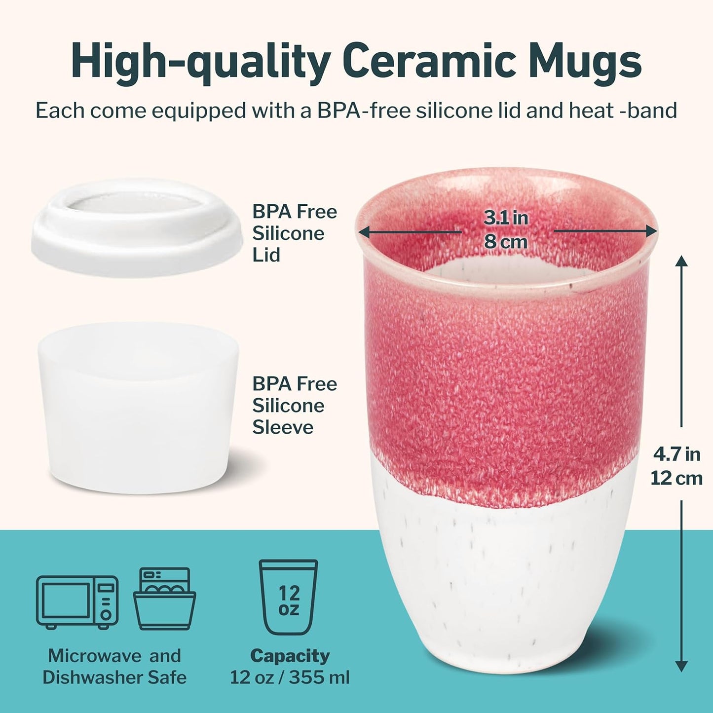 NOVA CERAMICS Coffee Tumbler – Travel Mug - On the Go Coffee Mug – Microwave & Dishwasher Safe Green Coffee Tumbler - Gifts For Women Men Him Her – 16oz – Monsoon