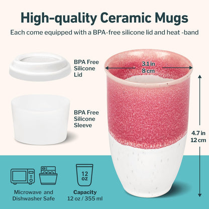 NOVA CERAMICS Coffee Tumbler – Travel Mug - On the Go Coffee Mug – Microwave & Dishwasher Safe Green Coffee Tumbler - Gifts For Women Men Him Her – 16oz – Monsoon