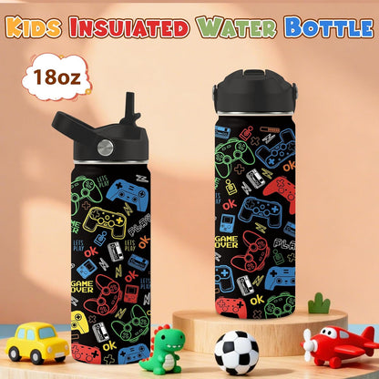 Strawberry Gifts for Kids - 16oz Pink Kids Water Bottle with Straw Lid, Stainless Steel Insulated Water Bottle, Leakproof, BPA-Free, for Girls, School, Strawberry Lover Children Birthday Gift Cup(1pc)