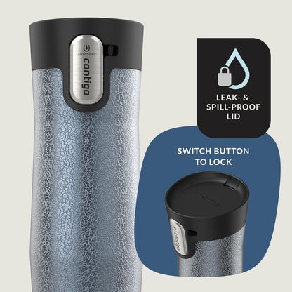 Contigo AUTOSEAL West Loop Vacuum-Insulated Stainless Steel Travel Mug with Easy-Clean Lid 12 oz Blueberry