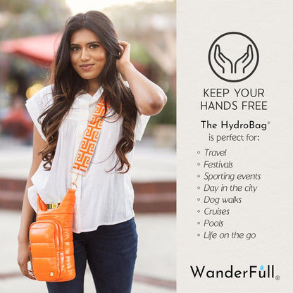 WanderFull Original HydroBag Fits Up to 32 oz Water Bottle Holder with Strap – Hands-Free Crossbody Water Bottle Carrier Bag with Phone Pocket - Colors A