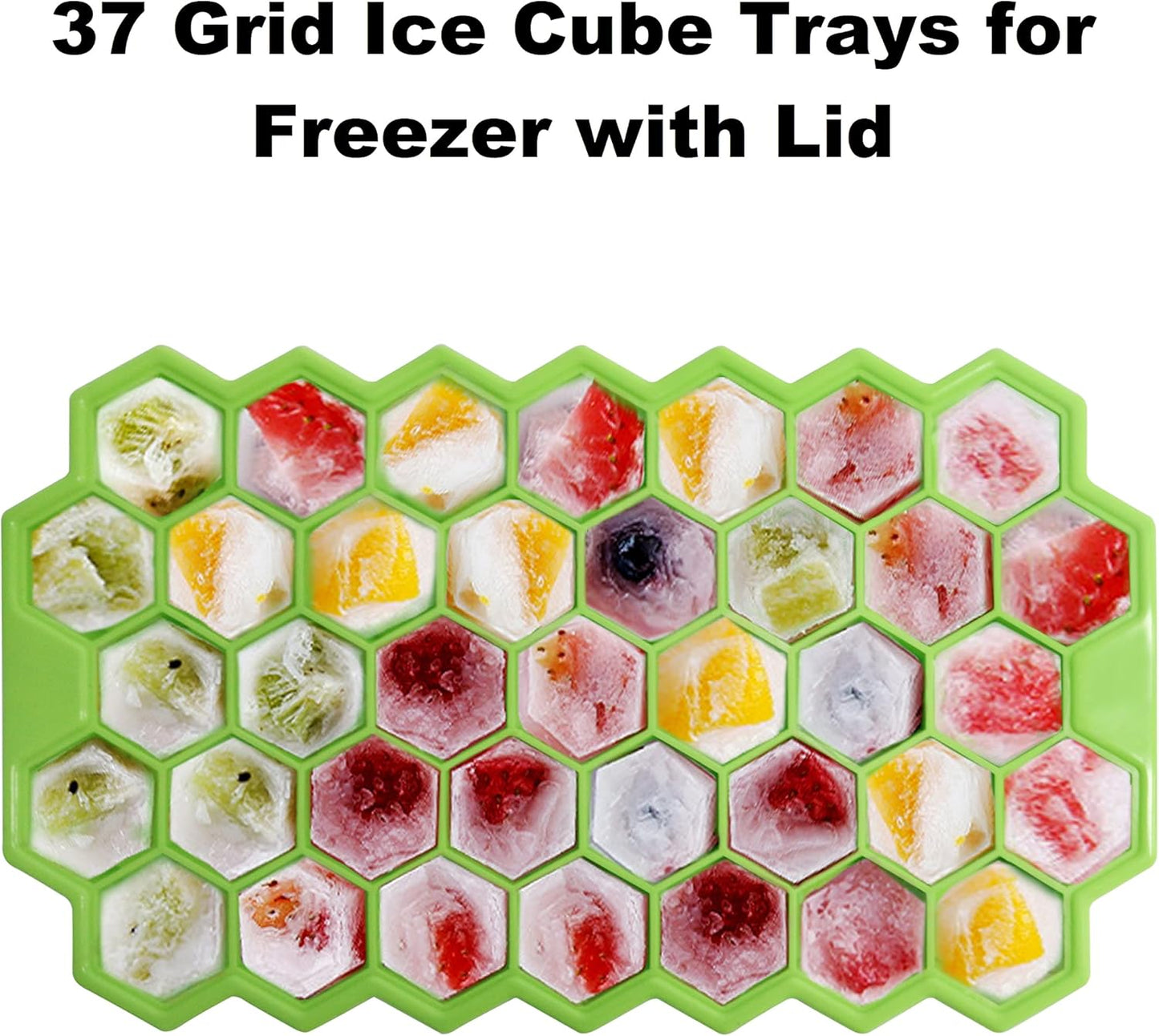 Ice Cube Trays for Freezer with Lid-37 Grid Silicone for Small Ice Cube Molds,Easy-Release Reusable in Organizer Bins or Ice Bucket for Cocktail bar or Iced Coffee Cup
