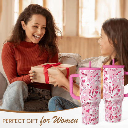 SANDJEST Pickleball 40oz Tumbler With Handle and Straw, Pickleball Queen Insulated Stainless Steel Travel Coffee Mug for Women Girls Players, Gift Idea for Birthday Christmas Mothers Day