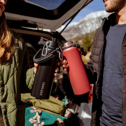 Insulated Water Bottle 40oz,Triple Wall Vacuum Stainless Steel(Dishwasher Safe),Leak Proof & Non-BPA,Flask Jug with Paracord Handle & Straw Spout Lids Sports Cherry Blossom