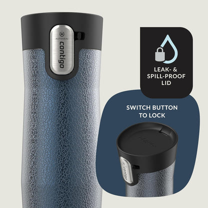 Contigo AUTOSEAL West Loop Vacuum-Insulated Stainless Steel Travel Mug with Easy-Clean Lid 12 oz Blueberry