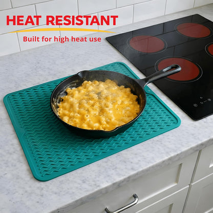 Silicone Drying Mat 16 × 12 – Gray Non-Slip Sink Mat for Kitchen Counter, Heat-Resistant Food-Grade Dish Pad, Easy-Clean Multipurpose Drawer Liner (Gray, 16'' x 12'')