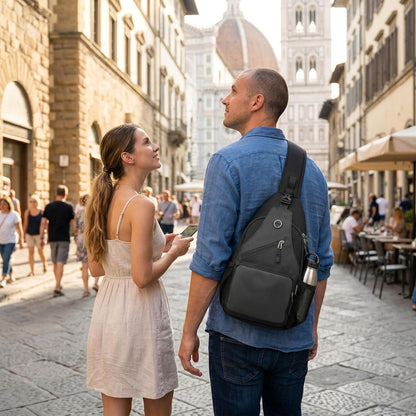 Javolto Sling Bag for Men Crossbody Backpack, Small Sling Backpack Mens Shoulder Bag, Casual Daypack Hiking Bag for Travel