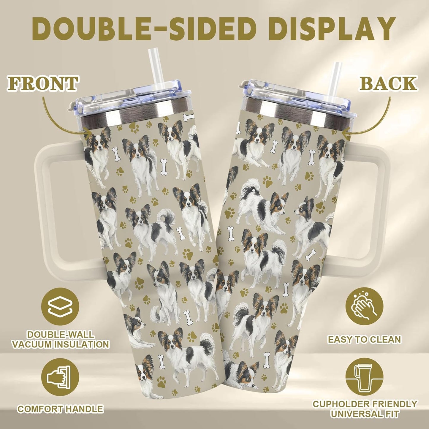 Beagle Gifts for Women Men, 40oz Stainless Steel Insulated Tumbler Travel Cup Mug, Funny and Unique Beagle Gifts for Dog Lover - Colors B