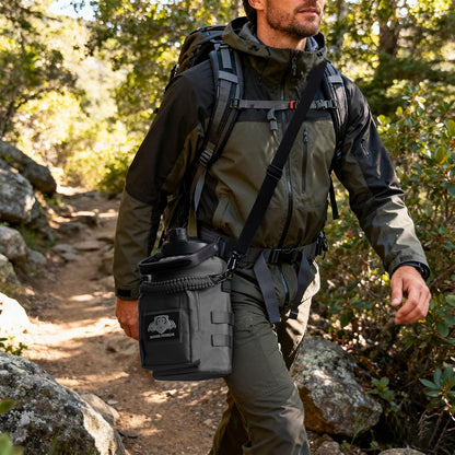 NATURE PIONEOR 32 64 128oz Tactical Water Bottle Pouch, Multi-Function Tactical Water Bottle Bag with Adjustable Shoulder Strap, Half/One Gallon Molle Strap Carrier Holder