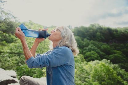 LifeStraw Peak Series - Collapsible Squeeze Bottle Water Filter System – 650ml for Trail Running, Through Hiking, Travel, Cycling, and Fishing; Dark Mountain Gray