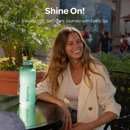 Hydracy Water Bottle with Time Marker -Large BPA Free Water Bottle & No Sweat Sleeve -Leak Proof Gym Bottle with Times to Drink - Ideal for Fitness Sports & Outdoors