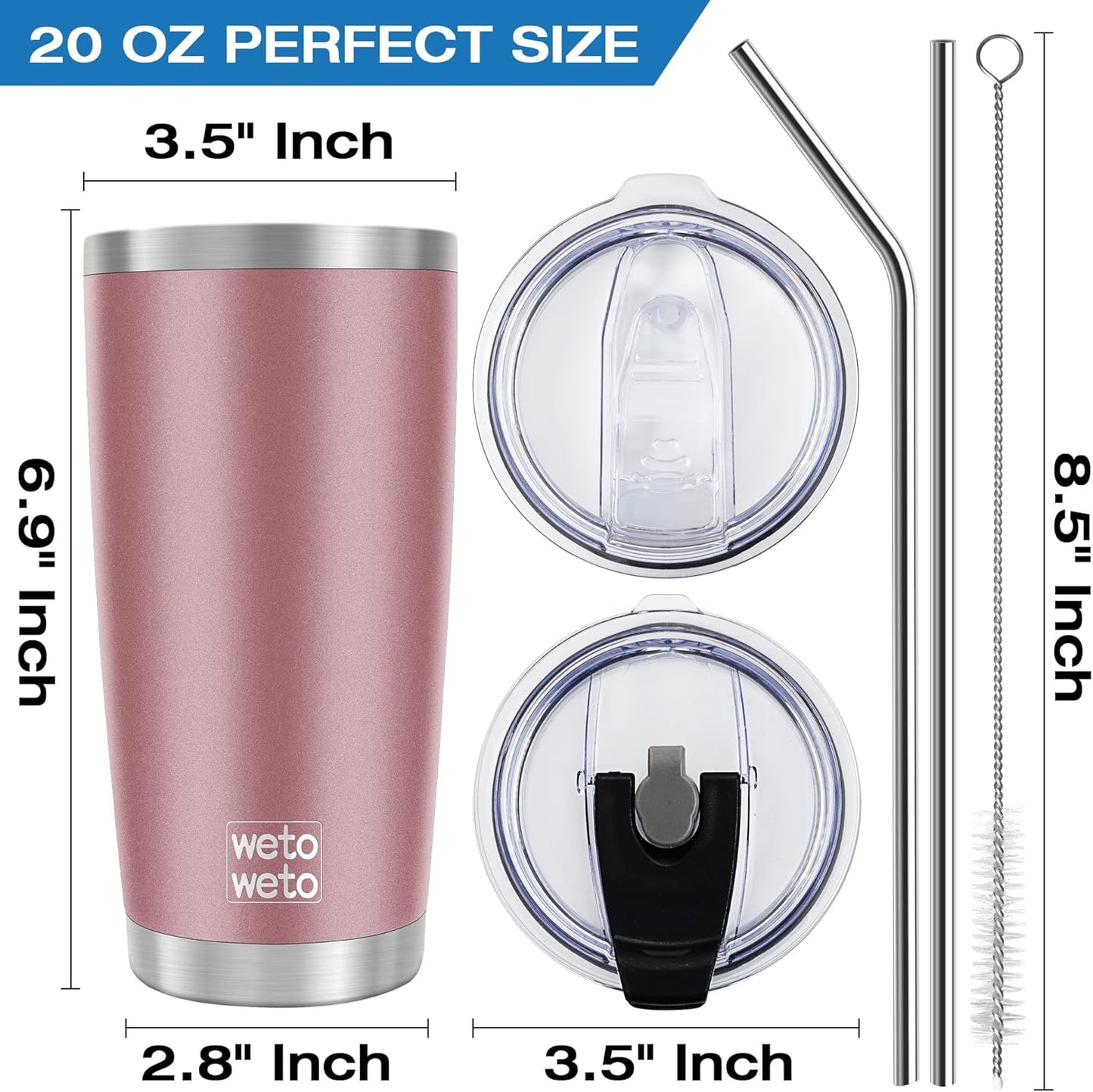 WETOWETO 20oz Tumbler, Stainless Steel Vacuum Insulated Coffee Travel Mug, Double Wall Powder Coated Insulated Coffee Mug Travel Mug with Lid Thermal Cup for Outdoor (Navy Blue, 1 Pack)