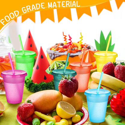 Sieral 30 Pack Cups with Lids and Straws Kids Tumbler with Straw Reusable Water Bottle Iced Coffee Travel Mug Adults Plastic Cups for Parties 16 oz (Candy Colors)