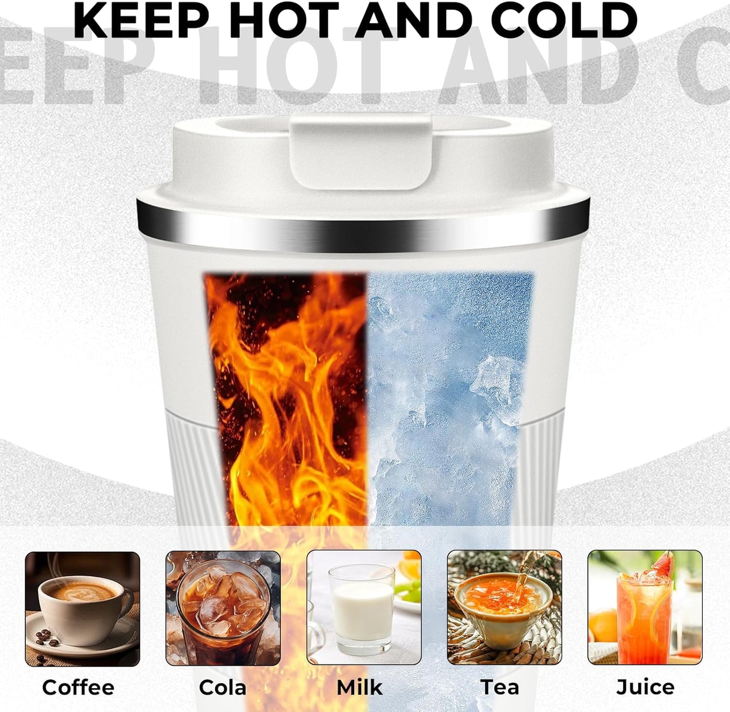 Insulated Coffee Tumbler 12 oz, Stainless Steel Coffee Mug with Lids, Travel Coffee Mug Leak Proof, Double Wall Vacuum Insulated Reusable Coffee Cup, Keep Drinks Hot and Cold (Sky Blue, 12 Ounces)