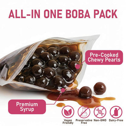 O's Bubble Boba Tea Kit - Bubble Tea Kit - All in One Boba Kit - Boba Kit for Kids - 6 Servings Includes Cups, Straws, Stirrer (Party Kit Variety Pack Upgrade) (Mixed Fruit)