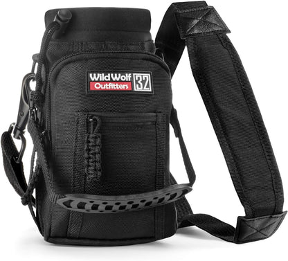 Wild Wolf Outfitters - #1 Best Water Bottle Holder for 32 oz Bottles - Carry, Protect and Insulate Your Flask with This Military Grade Carrier w/ 2 Pockets and an Adjustable Padded Shoulder Strap.