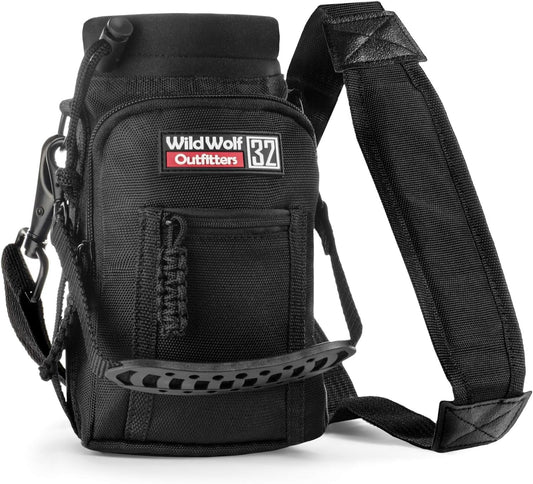 Wild Wolf Outfitters - #1 Best Water Bottle Holder for 32 oz Bottles - Carry, Protect and Insulate Your Flask with This Military Grade Carrier w/ 2 Pockets and an Adjustable Padded Shoulder Strap.