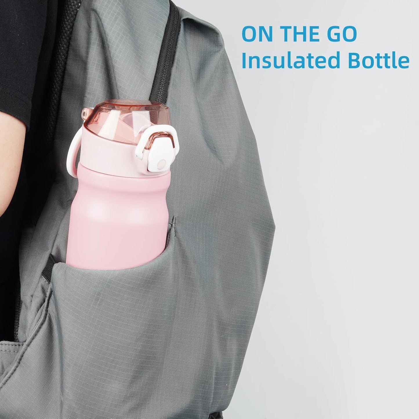 Konokyo 18 oz Insulated Water Bottle with Straw Lid, Stainless Steel Vacuum Sports Water Bottle, Leak-Proof Reusable Metal Flask with Carry Loop, BPA-Free Travel Bottle for Gym, School, Office