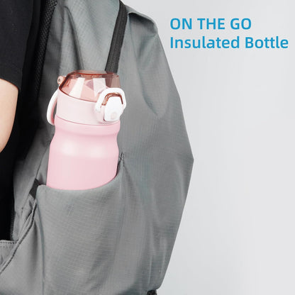 Konokyo 18 oz Insulated Water Bottle with Straw Lid, Stainless Steel Vacuum Sports Water Bottle, Leak-Proof Reusable Metal Flask with Carry Loop, BPA-Free Travel Bottle for Gym, School, Office