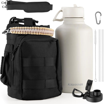 KXIAOCHEN Insulated Water Bottle With Strap, Cold For 48 Hrs Leak Proof, Triple Wall Stainless Steel Sports Water Bottle With Straw And Spout Lid For Gym Hiking Travel