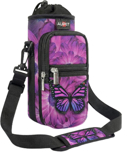 AUPET Water Bottle Sling Bag Sleeve Holder Carrier 25/32/40/64 oz,Insulated Crossbody Water Bottle Case Cover with Strap and Pockets for Men/Women Walking Hiking
