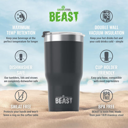 Beast 10 oz Tumbler Stainless Steel Vacuum Insulated Coffee Ice Cup Double Wall Travel Flask (Arctic White)