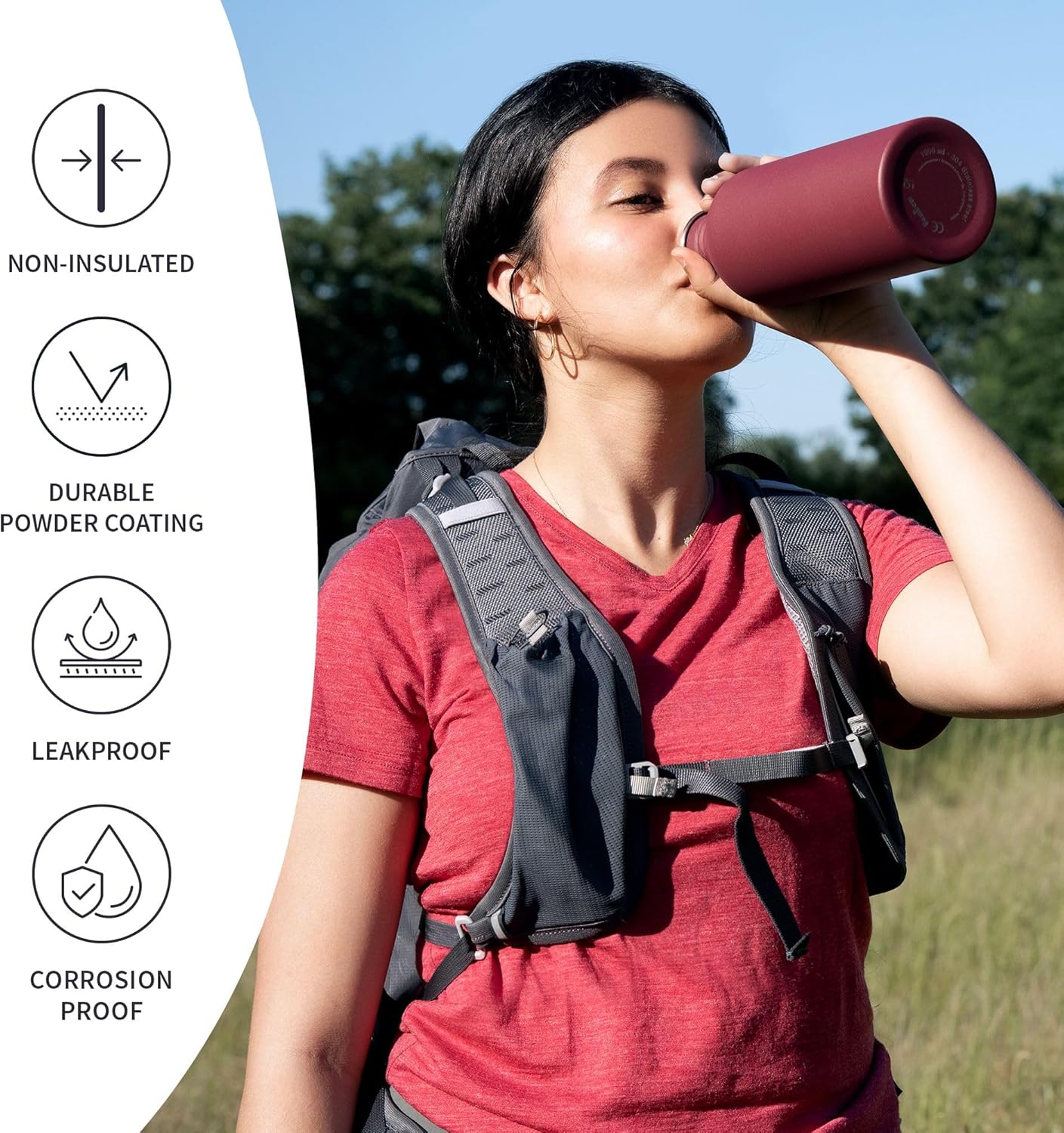 Bambaw Stainless Steel Water Bottles 32 oz, Non-insulated Single Wall Metal Water Bottle Stainless Steel, Reusable & Eco Friendly, Dishwasher Safe – Silver | Non-insulated