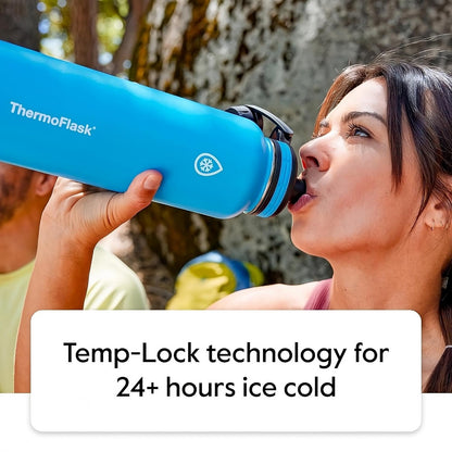 ThermoFlask Insulated Water Bottle with Spout Lid (24 oz, Lemonade Stand) - Leakproof, Stainless Steel Water Bottle for Cold & Hot Drinks, Travel & Daily Hydration