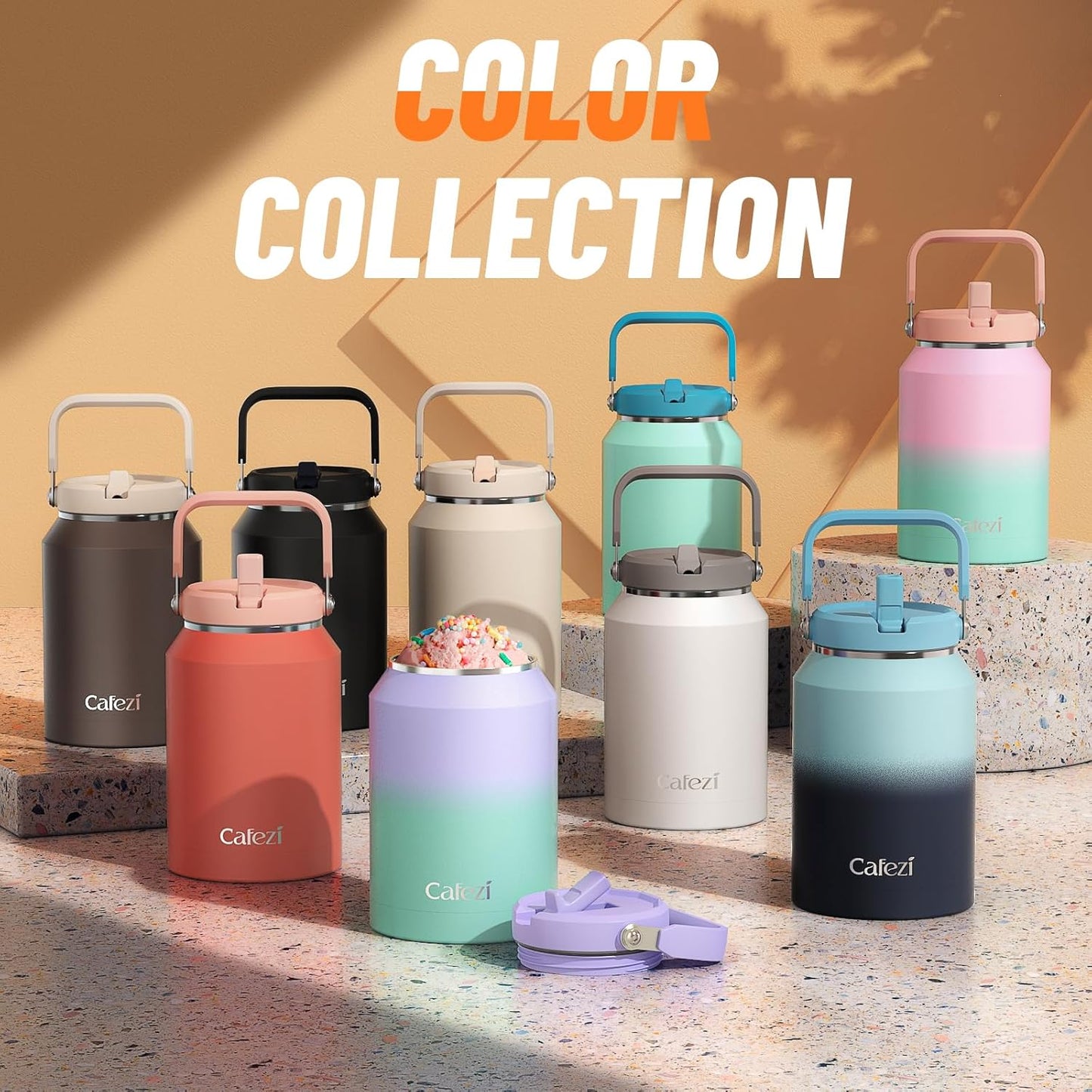 40 oz Insulated Tumbler with Top Handle and Flip Straw, Vacuum Insulated Stainless Steel Cup with Leak-Proof Lid, Sweat-Free, Fits Cup Holder, Keeps Ice Cold up to 30 Hours