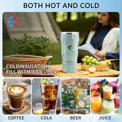 20Oz Insulated Tumbler With Straw And Lid, Stainless Steel Coffee Cup, Double Wall Vacuum Travel Mug,Spill proof Iced Coffee Tumbler, Beach tumbler, Green Red Tumbler